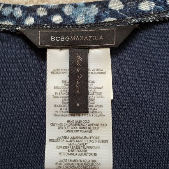 BCBGMaxAzria Bodycon Knit Modal Dark Navy Dress. Size S - Picture 3 of 7